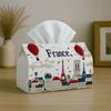 1pc Two Sizes Available Party Tissue Box,Vintage Tower Landscape,Multifunctional Tissue Holder,Red Blue Scenic Playful,Outdoor Party Supplies, Everyda