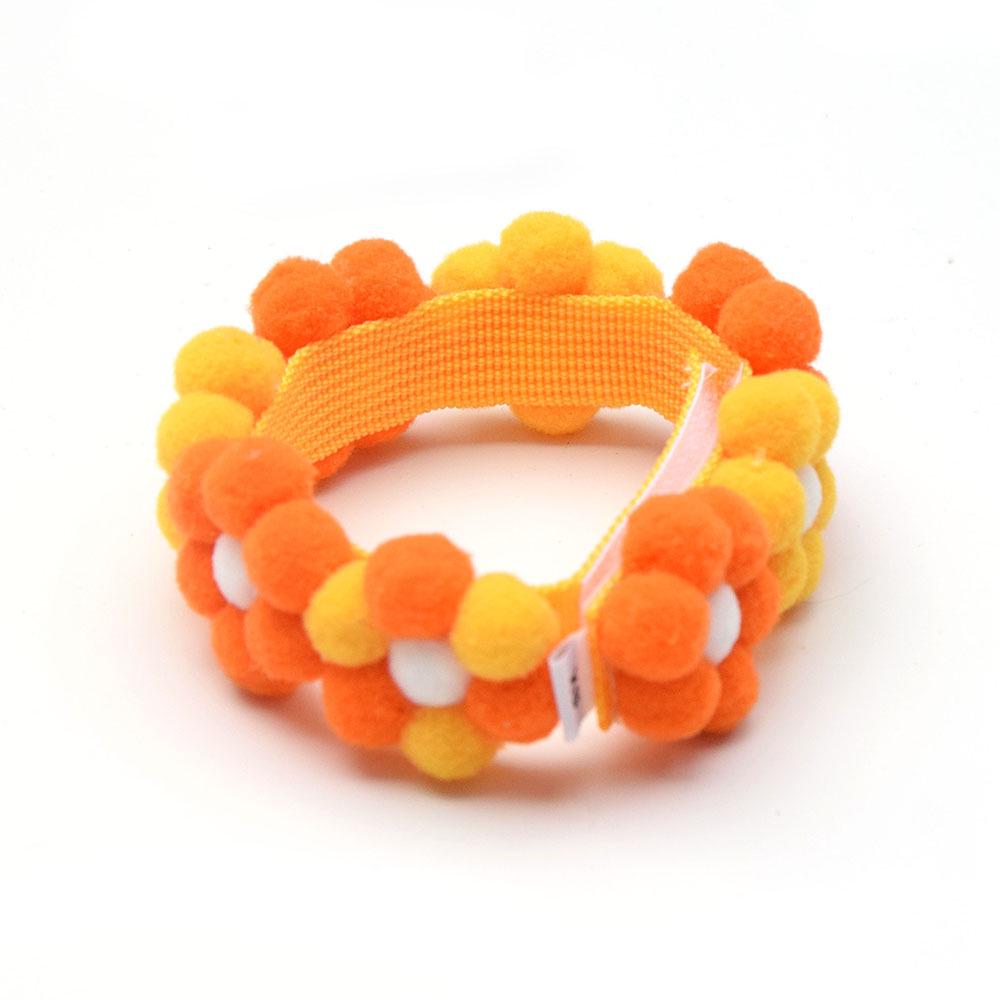 Adjustable Rainbow Flower Pet Collar with Fur Ball - Cute and Soft for Cats and Dogs