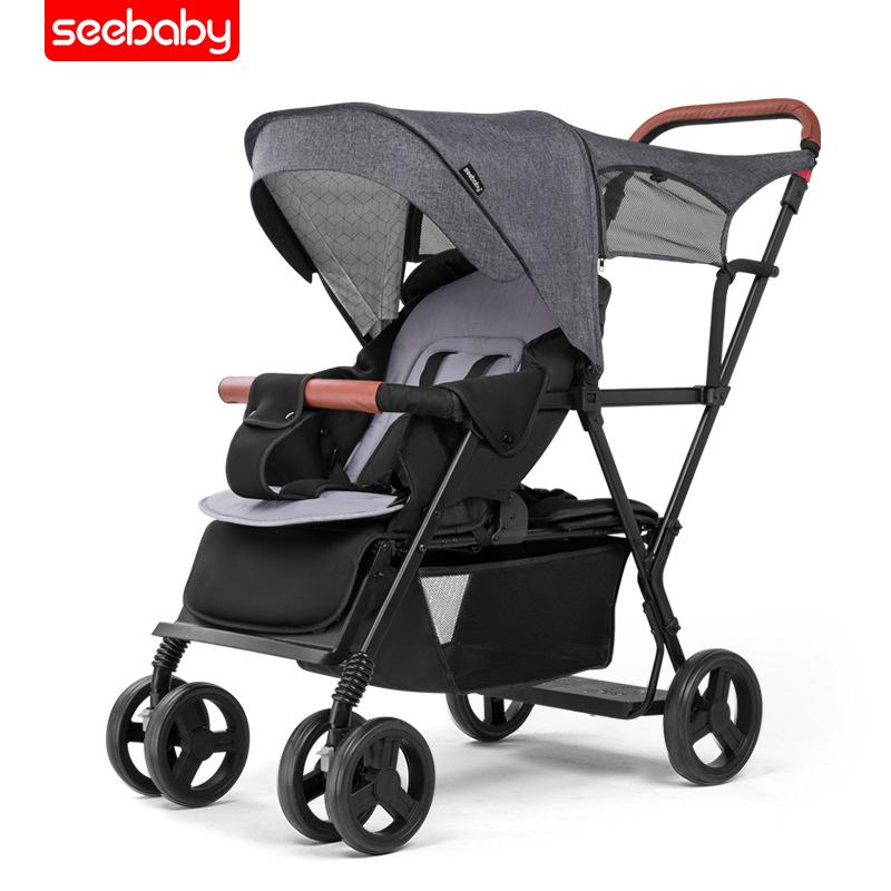 Shengdebei Twin Baby Stroller: Reclining, Foldable, Front & Rear Seats