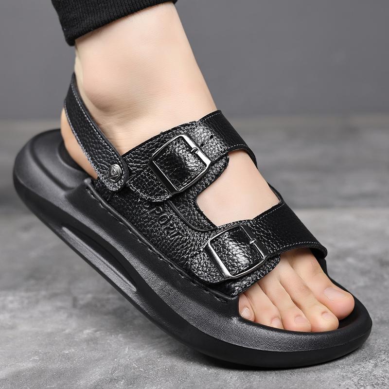 Fashion Men Outdoor Handmade Slippers Fashion Male Summer Beach Flats Breathable Sandals Mens Half Drag Non-Slip Flip Flops Cork Sandals