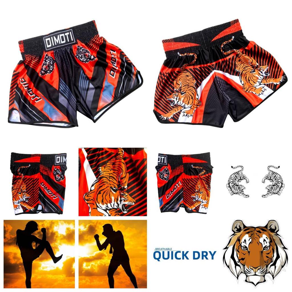 Twin Tiger Muay Thai Kickboxing Boxing MMA UFC Casual Shorts Gym Sport Unisex Men Women Workout Quick Dry Print Elastic High Waist Training