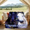 1PC Custom Name Galaxy Horse Dreams flannel blanket versatile,all-season throw suitable for the living room,bedroom,camping,travel,and gift