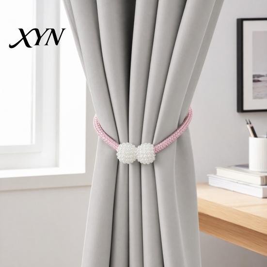 Quick Curtain Holders 1 Pair Faux Pearl Tiebacks, Elegant Beaded Holdbacks, Secure Fasteners Woven Rope Decorative Drapery for Living Room Bedroom