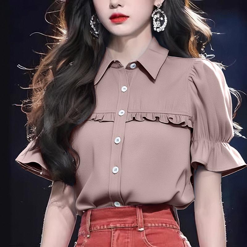 

ZANZEA Женские летние рубашки с коротким рукавом и воротником-стойкой 4XL