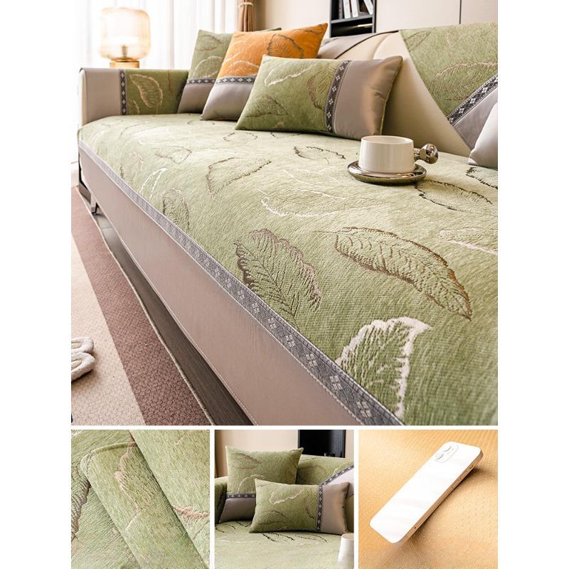 Luxe Léger Haut Sens Coussins d'Assise de Canapé Quatre Saisons Universel Canapé en Cuir Housse Spéciale Housse Antidérapante Tissu de Couverture
