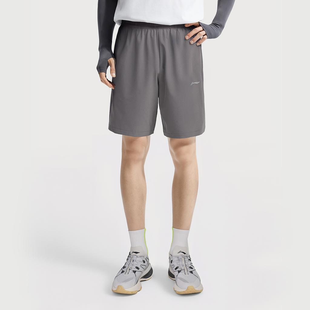 Li Ning Fitness Series Casual Minimalist Solid Color Sports Shorts Men Shorts Gray AKSV525-8