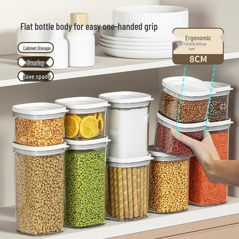 Transparent Airtight Storage Jars for Tea, Grains, and Cereals - Moisture-Proof, Food-Grade Kitchen Containers.