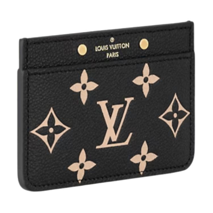 Louis Vuitton Logo Embossed Soft Grain Cowhide Card Holder Women Accessories Black M81022