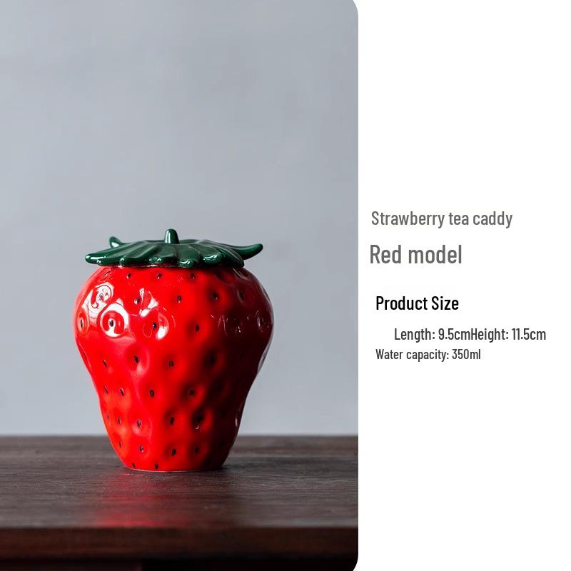 

Handmade Ceramic Strawberry Tea Caddy: Moisture-Proof Mini Black Tea Storage Jar
