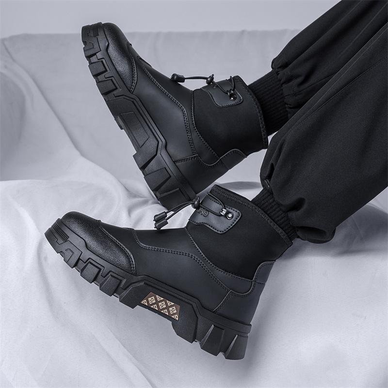 Autumn and Winter New High-top Shoes Martin Leather Boots Fashion Overalls Boots Men's Casual Retro Chelsea Men's Shoes