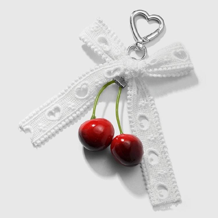 Multipurpose Love Cherrys Bowknot Charm Portable Key Holder for Stylish Women Practical Bag Accessory for Daily Use