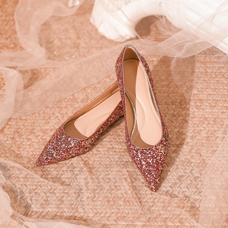 Flash Glitzer Spitzschuh Hochzeit Ballerinas Flach Bequem Slipper Party Schuhe Frau Bling Bling Sexy Femme Loafers Mokassins