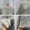 Női pulóver Ősz Tél Vastagított Pulóver Meleg Kötött Csíkos Kerek Nyakú Aláöltöző Rugalmas Hosszú Ujjú Oversize Kötött Felsők