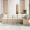 Garden Sofa Set with Cushions 6 Pcs Beige and White Poly Rattan
