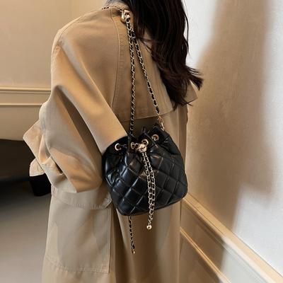 Diamond-shaped Chain Bag, Crossbody Small Bag, Drawstring Bucket Bag, Light Luxury Round Bucket Bag, Single-shoulder Bag, Crossbody Bag