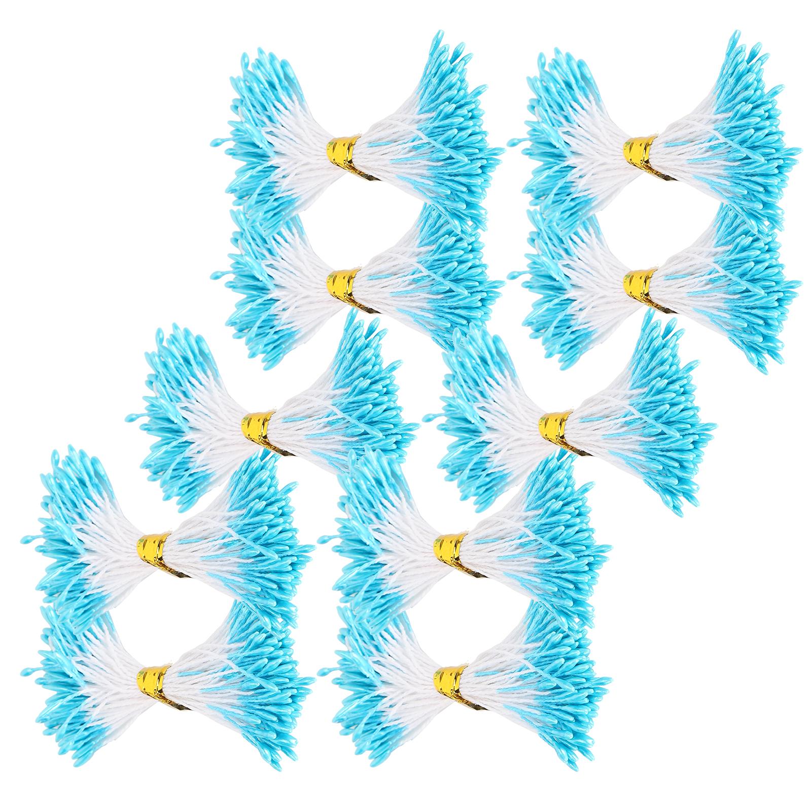 900Pcs Pearl Stamen Blue Double End Flower   Gypsum Artificial Bouquet Making Accessories(1mm;#17: )