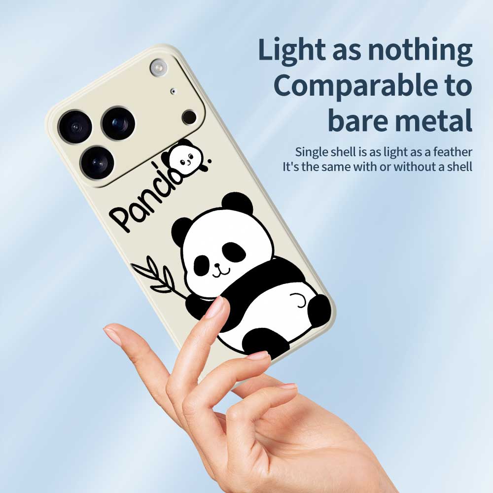 For iPhone 17 Pro Case Panda Pattern Printing Straight Edge TPU Phone Back Cover