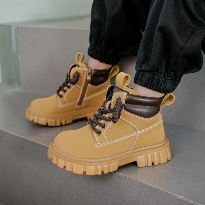 Children's Fashion Yellow Boots Boys Catwalk Short Boots Warm Cotton Boots