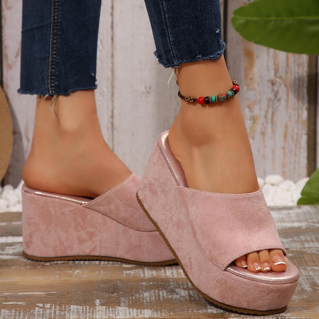 Fashion Women Wedge Platform Sandals 2025 Summer New Slippers Fashion High Heel Sandals Plus Size Thick Bottomed Beach Shoes Woman