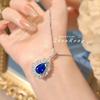 Classic Blue Spinel Necklace Light Luxury Trendy Simple Fanta China Red High Carbon Diamond Pendant Women