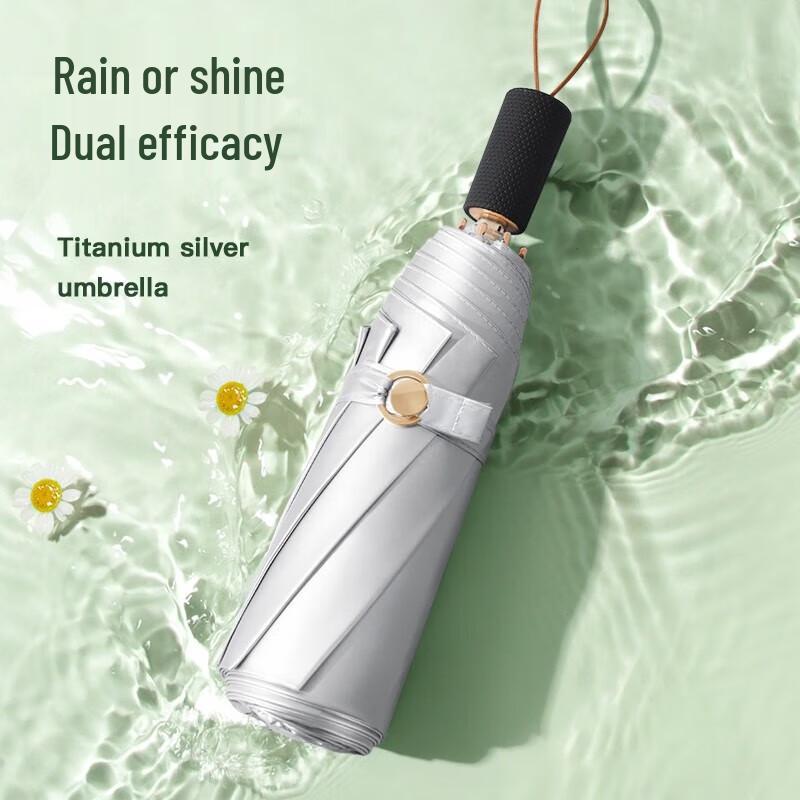 MAYDU Titanium Silver Double-Layer Folding Umbrella