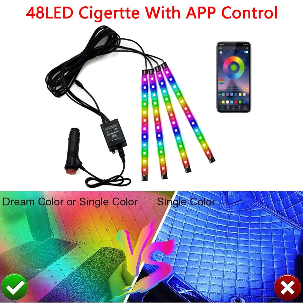 

Неоновая подсветка салона автомобиля, светодиодная подсветка для ног, декоративная подсветка, управление музыкой через приложение, RGB автоматическая атмосферная лампа