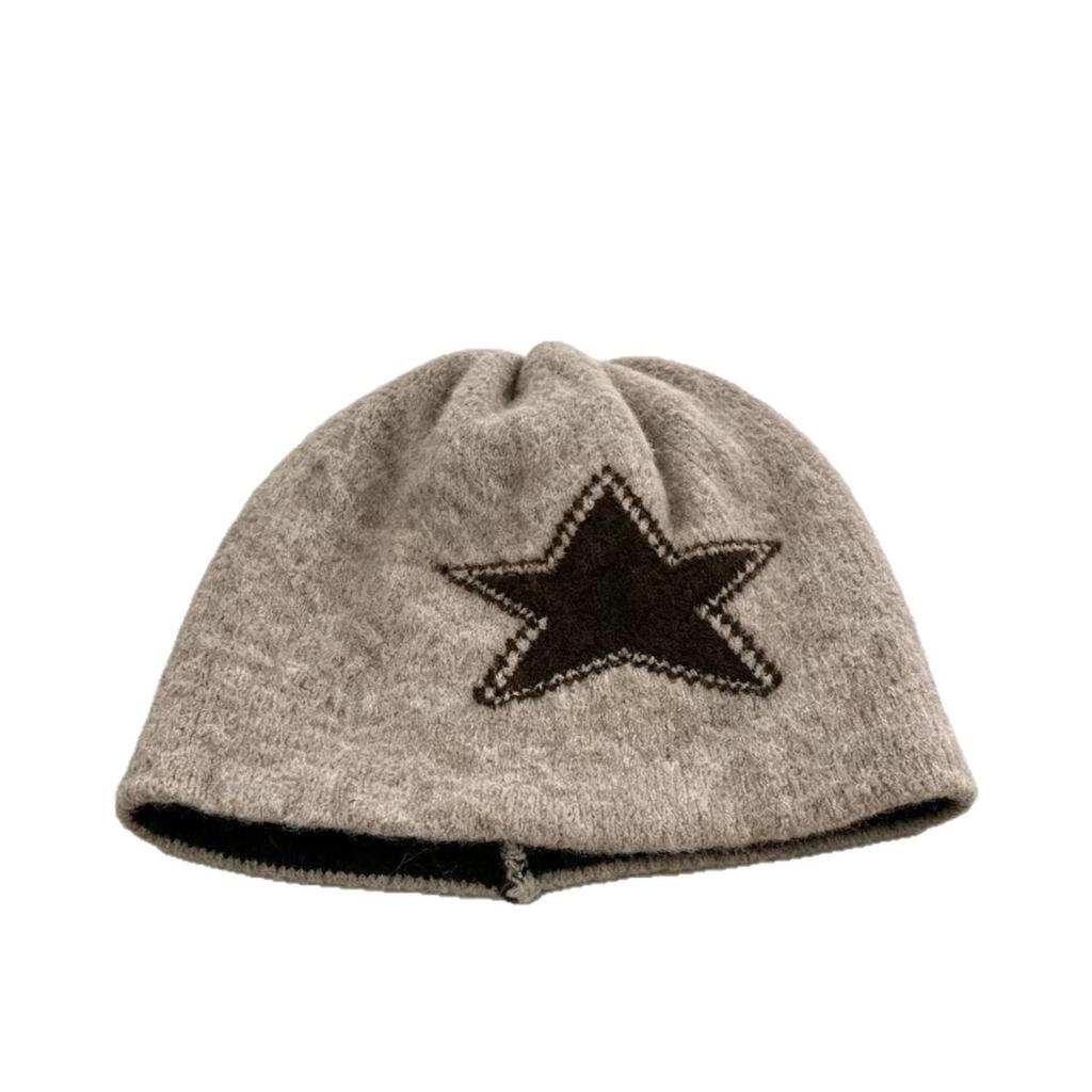 Star stack hat new American wool autumn and winter versatile cold hat female curling knitting small face little hot girl
