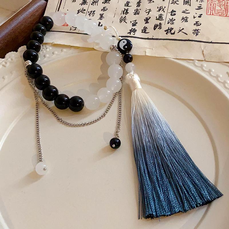Bow Zircon Crystal Beaded Glass Bracelet New Chinese Retro Bracelet Fashion Versatile High Sense Jewelry Women