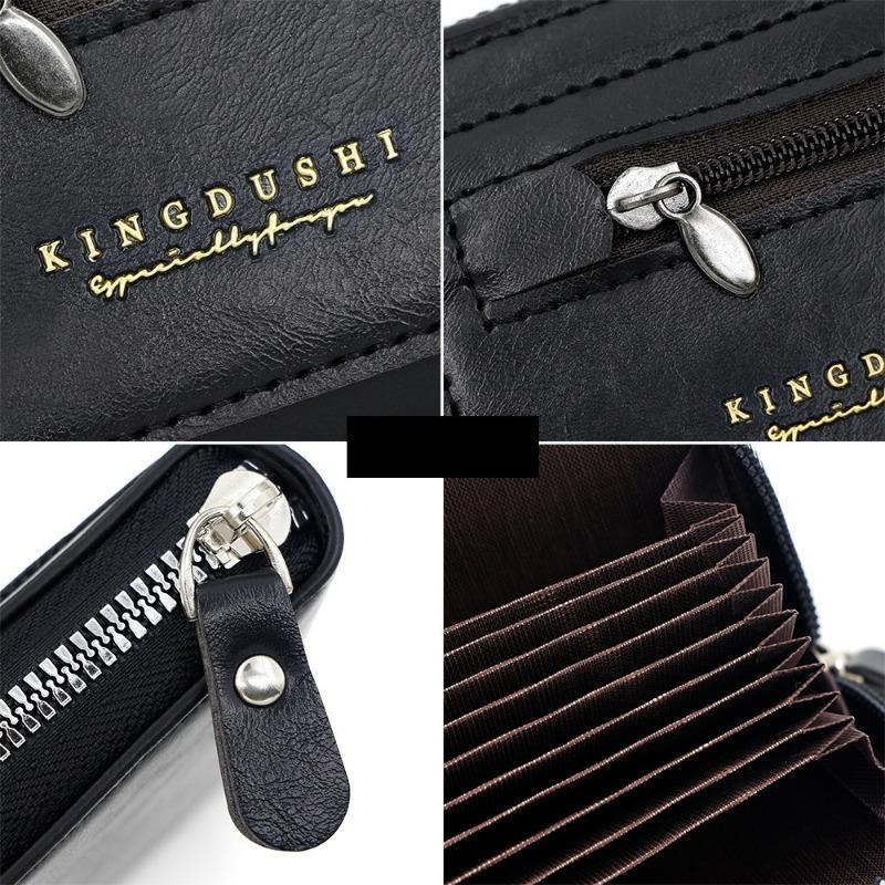Men RFID Blocking Credit Card Holder Wallet, Genuine Leather Zipper Card Case, Accordion Card Organizer Coin Purse