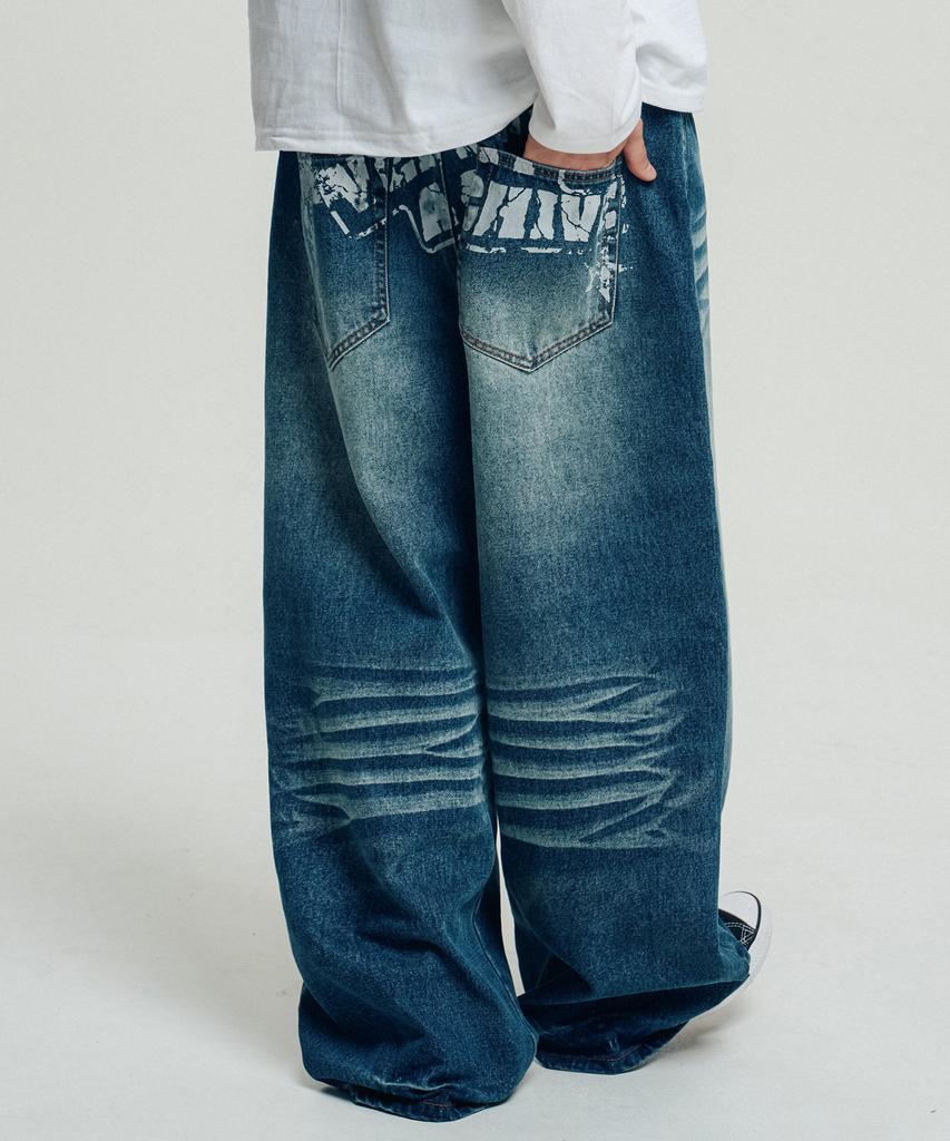 Pantalons Larges en Denim avec Impression sur le Dos VENHIT