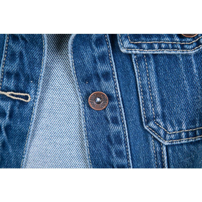 Kadın Kot Ceketler İlkbahar Sonbahar Uzun Kollu Cepli Orta Uzunlukta Jean Mont Moda Her Şeye Uyumlu Dış Giyim