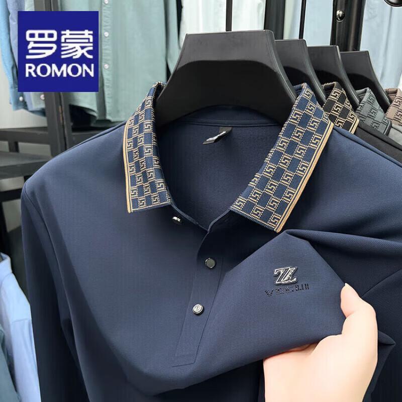 Romon Men s Business Casual Polo Shirt L