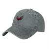 Winged Heart Embroidered Washed Canvas Baseball Cap Classic Black Adjustable Hat with Red Heart Design for Unisex and Women