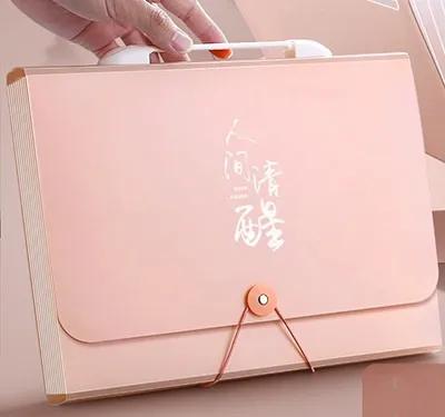 

A4 capacity folder insert transparent storage bag student specific paper organizer with large розовый