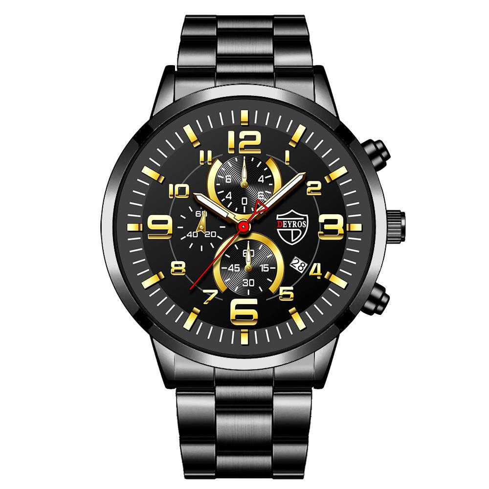 Watch Men'S Quartz Watch Stainless Steel Strap Calendar Luminous