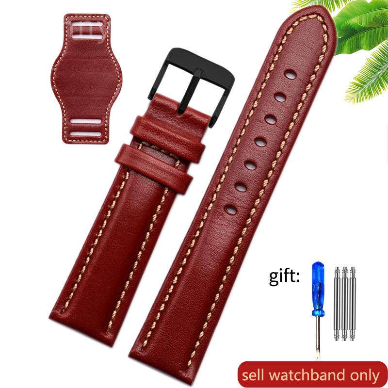 Genuine Leather watch strap for Rolex Green Submariner Omega  timex Vintage plus Tray Men Watch Band 20 22mm