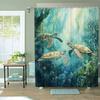 Ocean Turtle Theme Shower Curtain 12 Hooks For Room Home Hotel Washable Window Curtains Bathroom One Piece