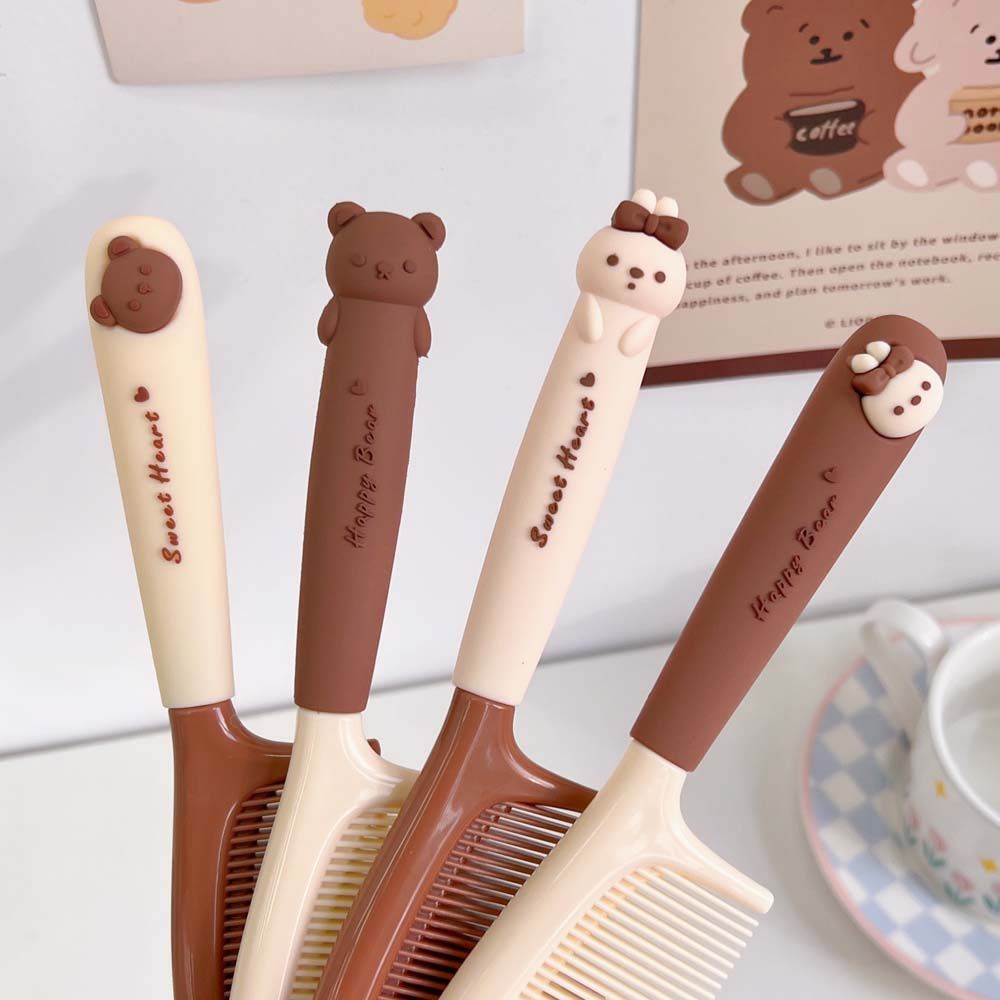 Hair Accessories Milk Tea Color Hair Comb Handle Hair Brush Cartoon Comb Hair Styling Tool