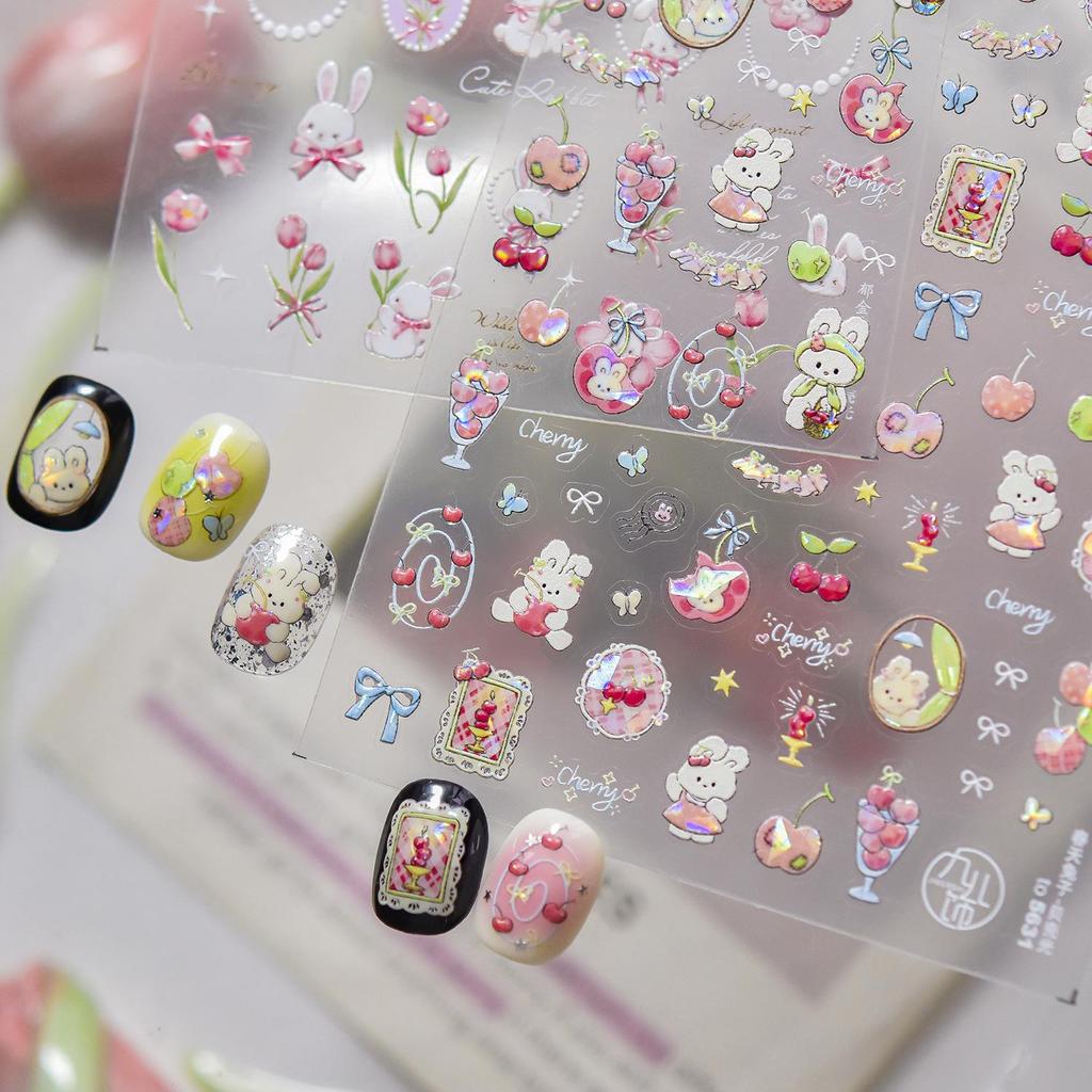 Tomoni Shell Light Sweet Rabbit Nail Stickers for Kids