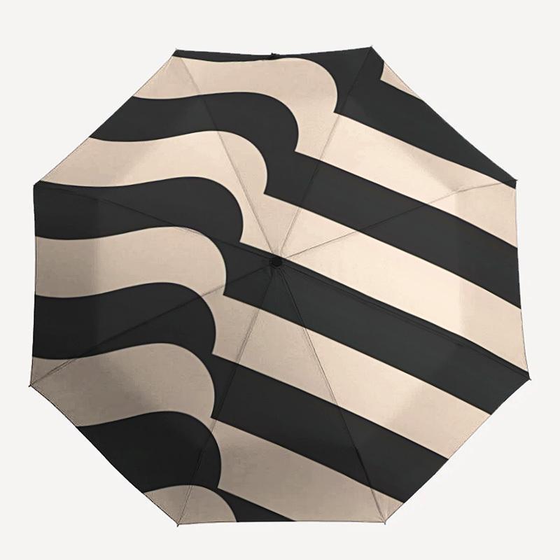 

1pc Wave Pattern Automatic Open/Close Umbrella with One-Touch Button, Compact Folding Canopy, Sturdy 8-Rib Windproof Design S42