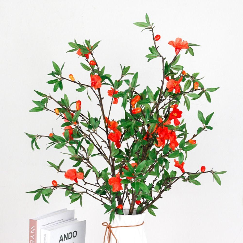 Realistic Pomegranate Flower Branches 85cm Fake Flower  Wedding Party Decor