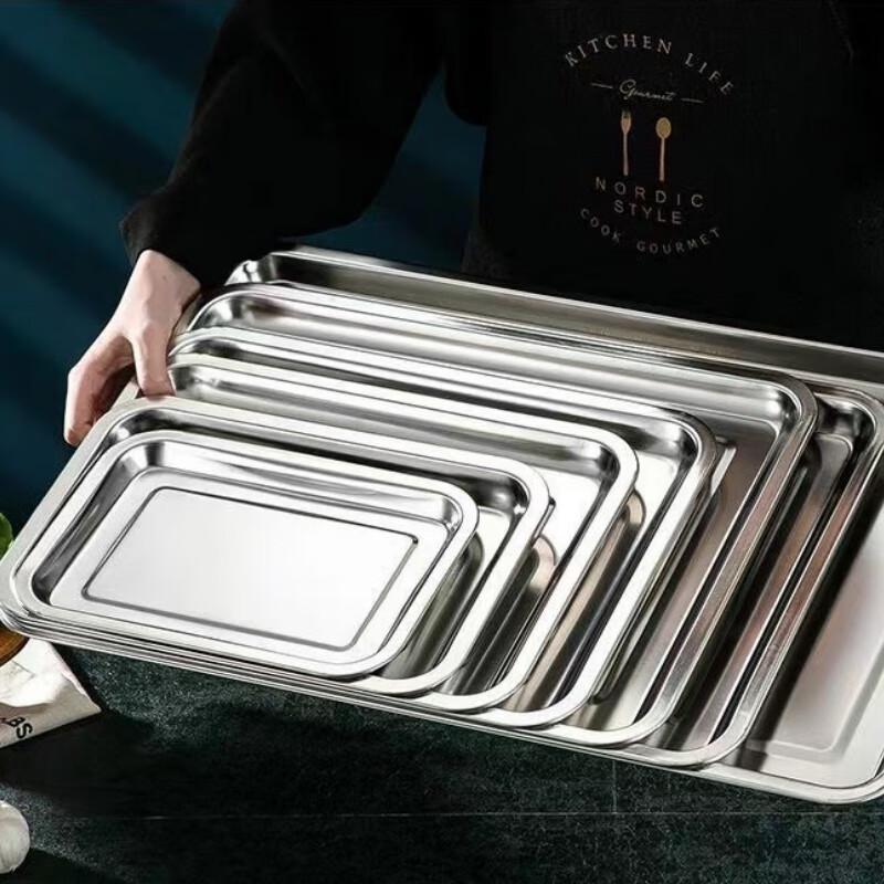 Guro 304 Stainless Steel Rectangular Serving Tray, 40x30x2cm (5-Pack)