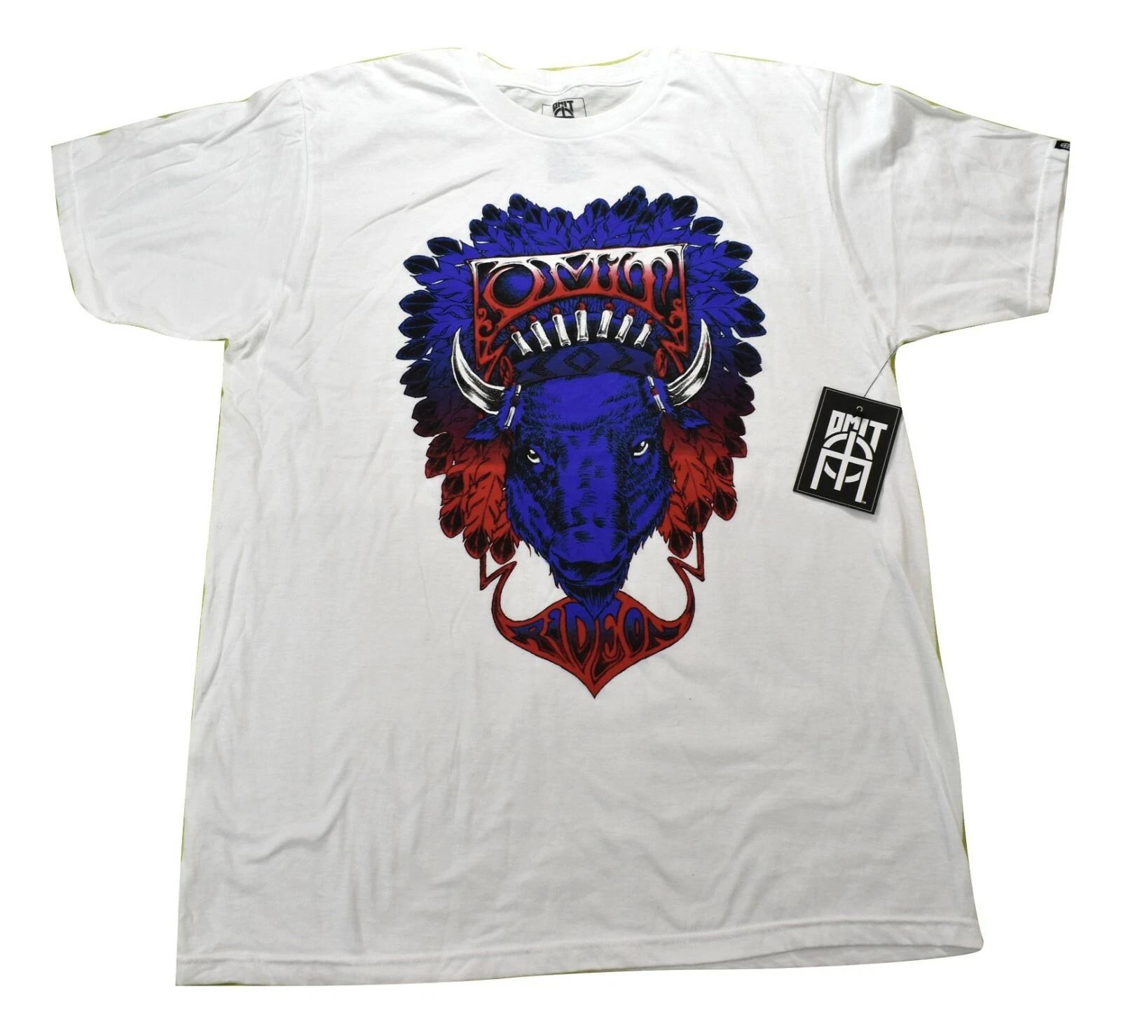 Omit Mens Great Buffalo White Tee Shirt New L S