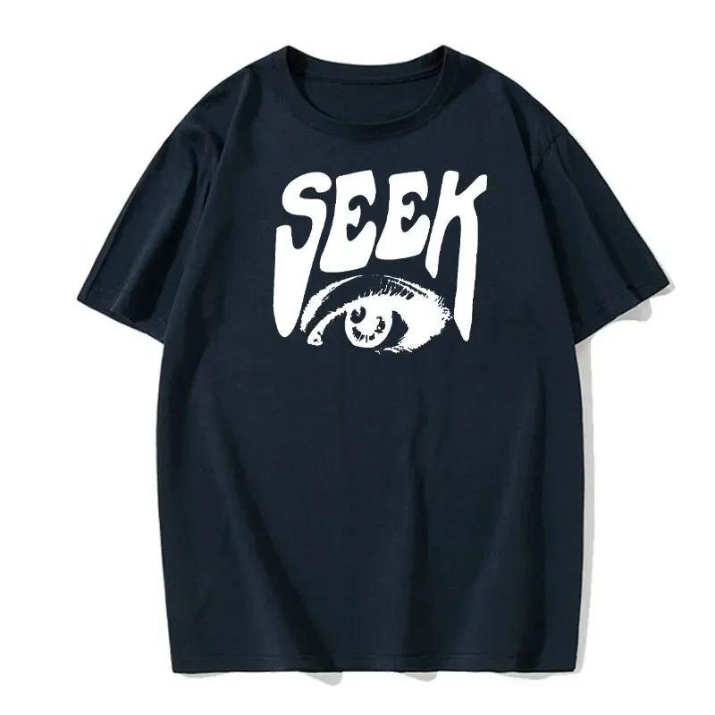 Seek Anticipated Gaze Printing T-Shirts Men Soft Loose Tshirs Breathable Summer Street Hip Hop T-Shirts Cotton Loose Tee Clothes