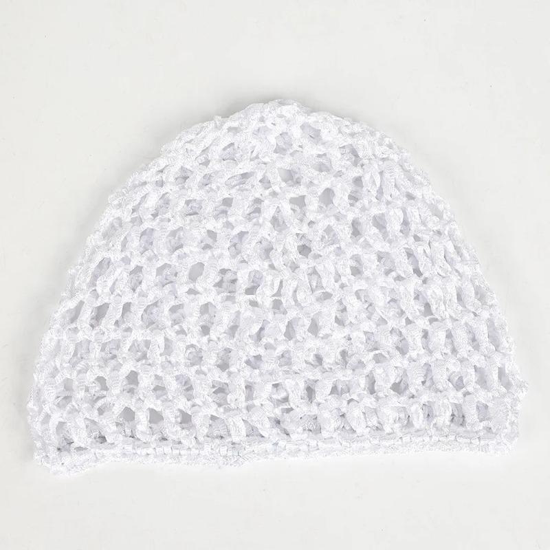New adult hair cap hollow Baotou cap solid color knitted mesh cap tie hair fishing net turban cap