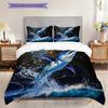 Tuna Pattern Bedding Quilt Set Quilt Cover Pillowcase Home Decoration Birthday Gift (1 * Duvet Cover + 2 * Pillowcase, Without Core)