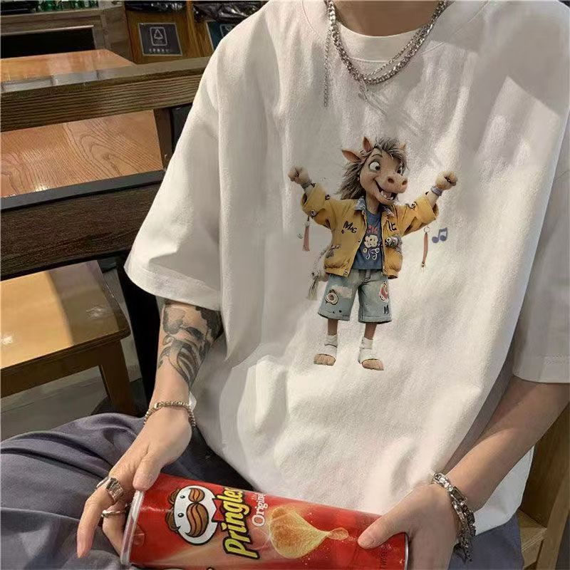 Summer new boys handsome short-sleeved t-shirt pure cotton loose round neck casual t-shirt top