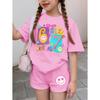 Conjunto de 2 piezas de Verano para Niños, Casual Deportivo de Tendencia, Estampado de Patrón 3D, Camiseta de Cuello Redondo y Pantalones Cortos