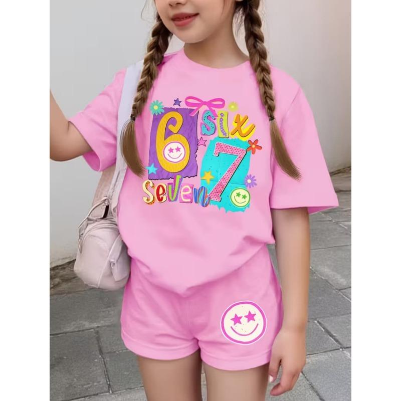 Conjunto de 2 piezas de Verano para Niños, Casual Deportivo de Tendencia, Estampado de Patrón 3D, Camiseta de Cuello Redondo y Pantalones Cortos