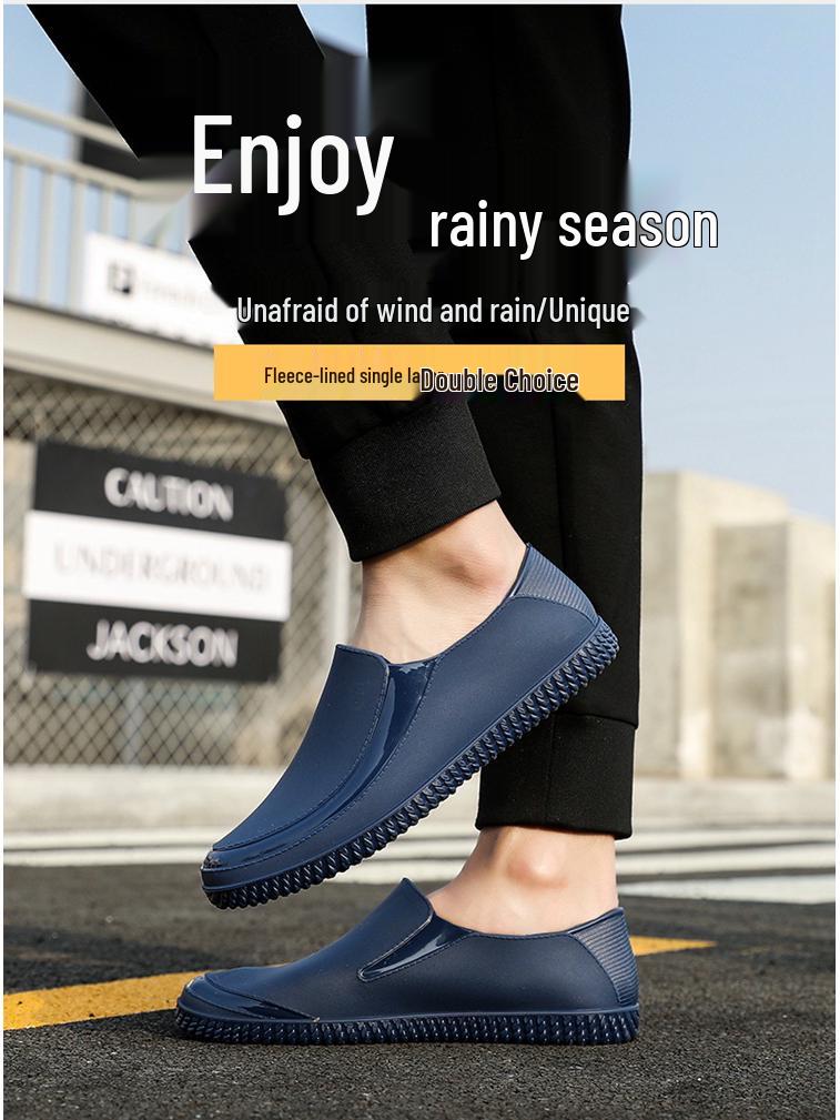 Men's Waterproof Non-Slip Short Rain Boots for Fishing and Kitchen Use